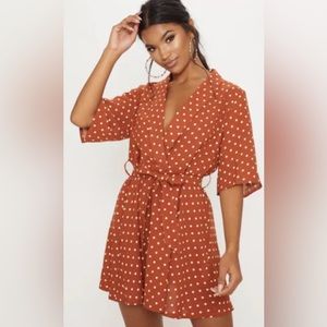 PRETTYLITTLE  Orange Dress with‎ White Polka Dots Sz 8 used good condition